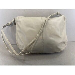 Vintage Stone Mountain Grey Leather Double Zip Purse Bag with Knot Detail Strap